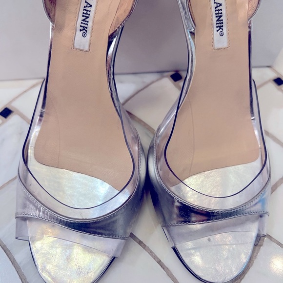 Manolo Blahnik Shoes - Manolo Blahnik Soze 38 (8) lucite and silver heels gently worn
